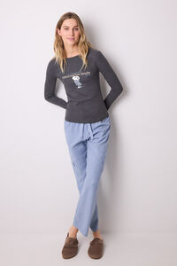 Women'secret T-shirt manga longa canelada Snoopy