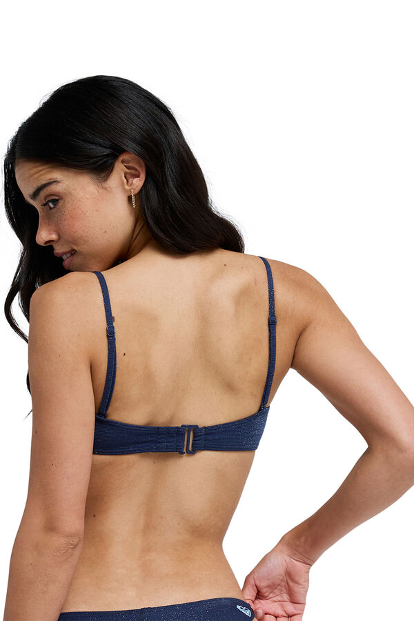Roxy Top de bikini Bandeau brillo azul