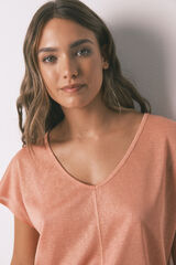 Women'secret Camiseta holgada viscosa naranja lurex naranja
