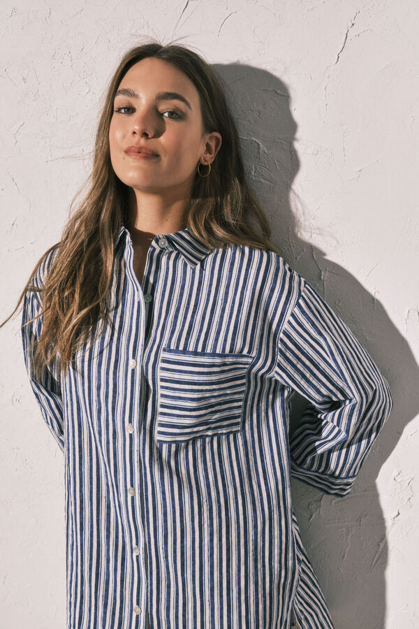 Women'secret Camisola curta camiseira de riscas azul azul