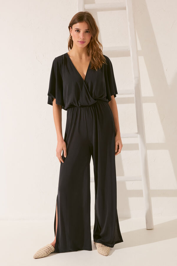 Women'secret Mono largo negro cintura el&aacute;stica negro