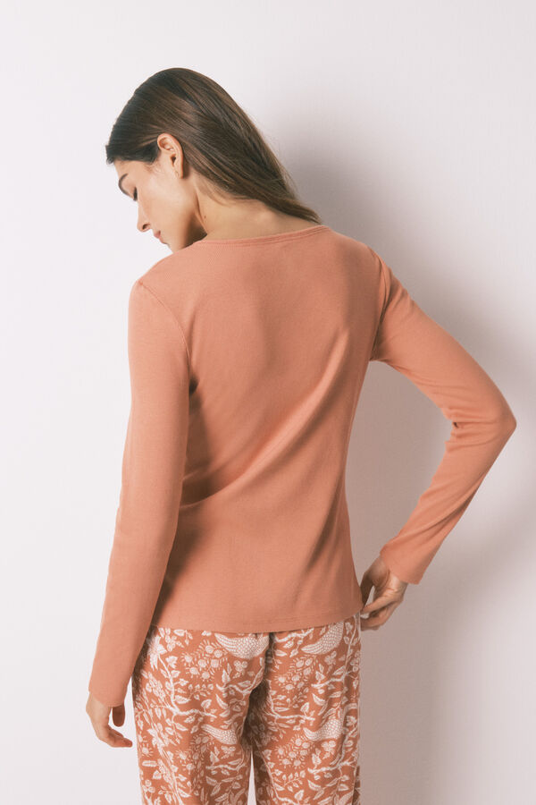 Women'secret T-shirt de padeiro de algod&atilde;o marrom vermelho