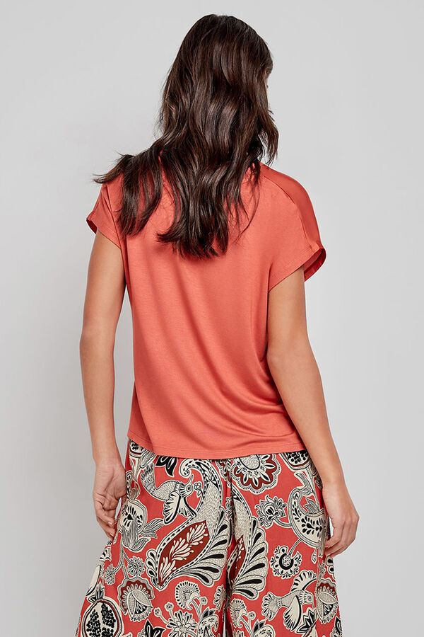 Gisela Top de pijama de cetim laranja vermelho