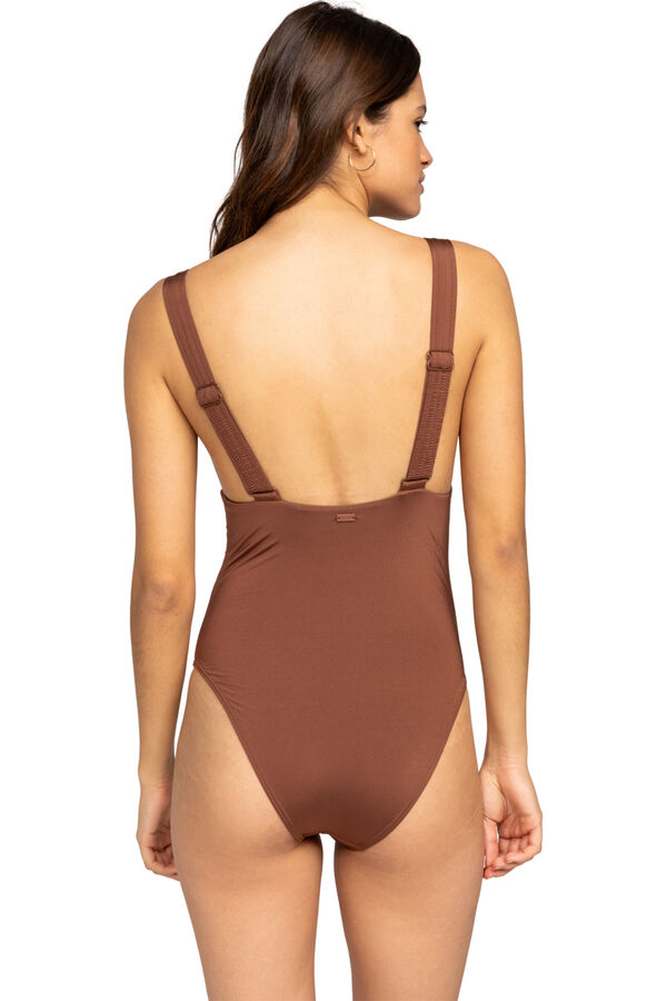 Roxy Fato de banho completo de cintura subida para mulher - Silky Island  cru