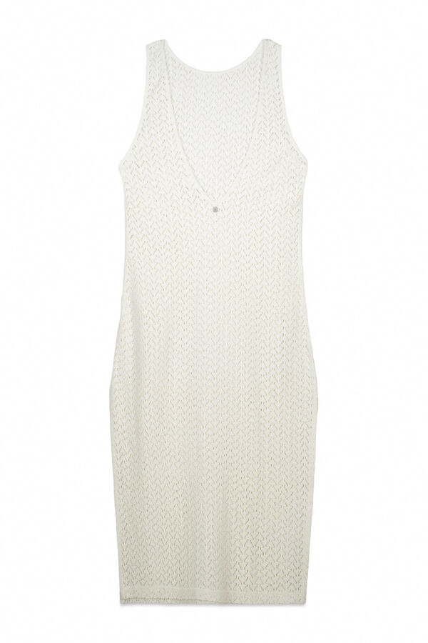 Roxy  Vestido largo crochet crudo blanco