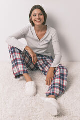 Women'secret Cal&ccedil;as compridas de flanela 100% algod&atilde;o xadrez azul azul