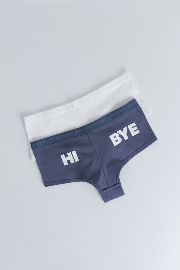 HI&BYE Pacote de 2 cuecas boxer azuis e brancas estampado