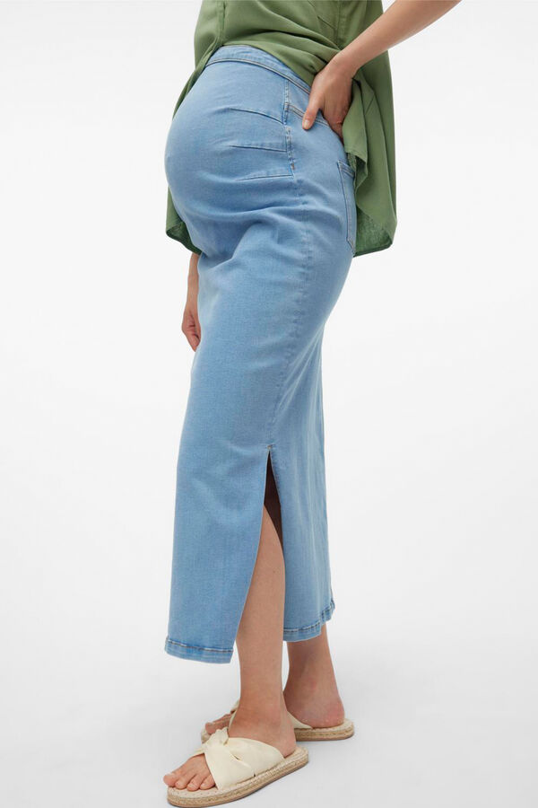 Mamalicious Falda larga denim maternity  azul