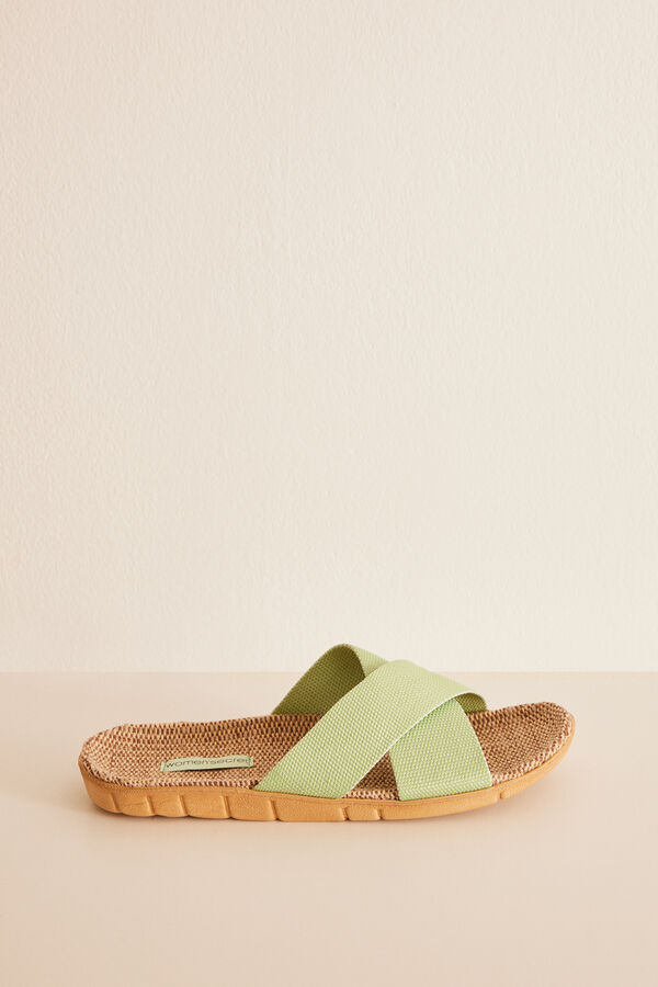 Women'secret Zapatillas tiras cruzadas verde verde