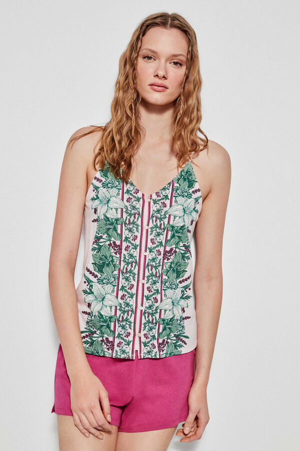 Gisela Pijama curto com camisola estampada branco