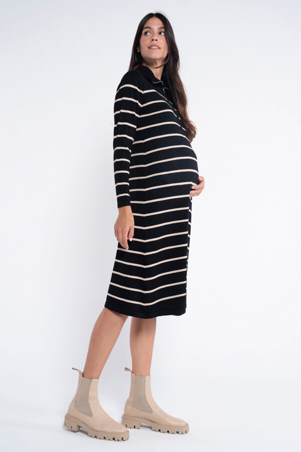Ohma! Vestido de amamenta&ccedil;&atilde;o em malha evas&ecirc; preto