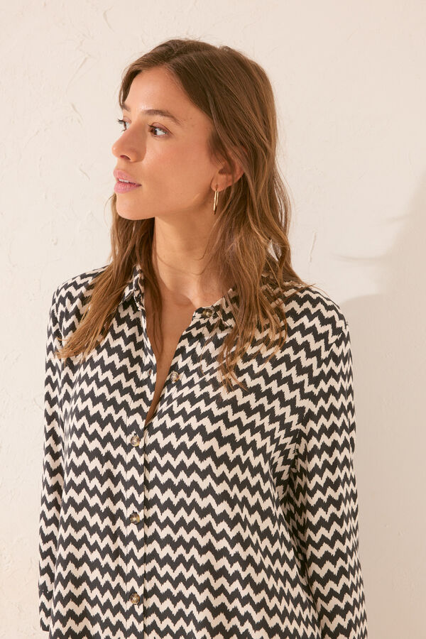 Women'secret Camisola curta com estampado em zigue-zague preto