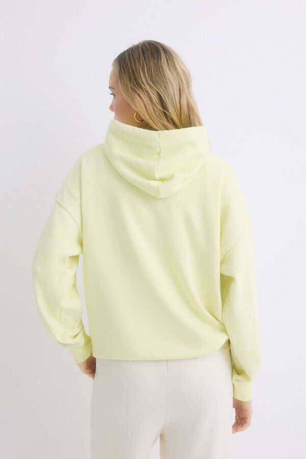 HI&BYE Sweatshirt de capuz de algod&atilde;o amarelo estampado