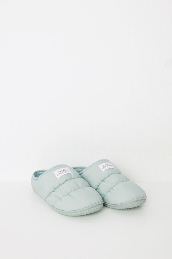 Women'secret Chinelos de casa de nylon acolchoados verdes verde