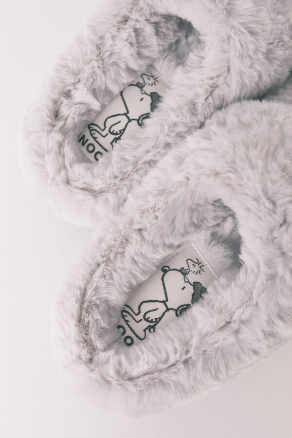 Women'secret Zapatillas casa pelo estampado animal gris
