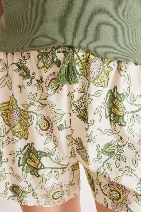 Women'secret Pijama curto algod&atilde;o verde  estampado