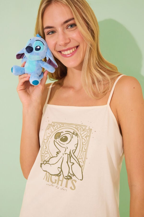 Women'secret Pijama curto de algod&atilde;o com al&ccedil;as Lilo&Stitch bege