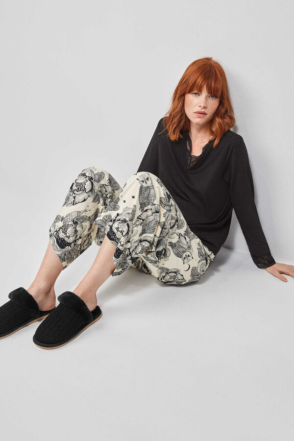 Gisela Pijama largo estampado negro