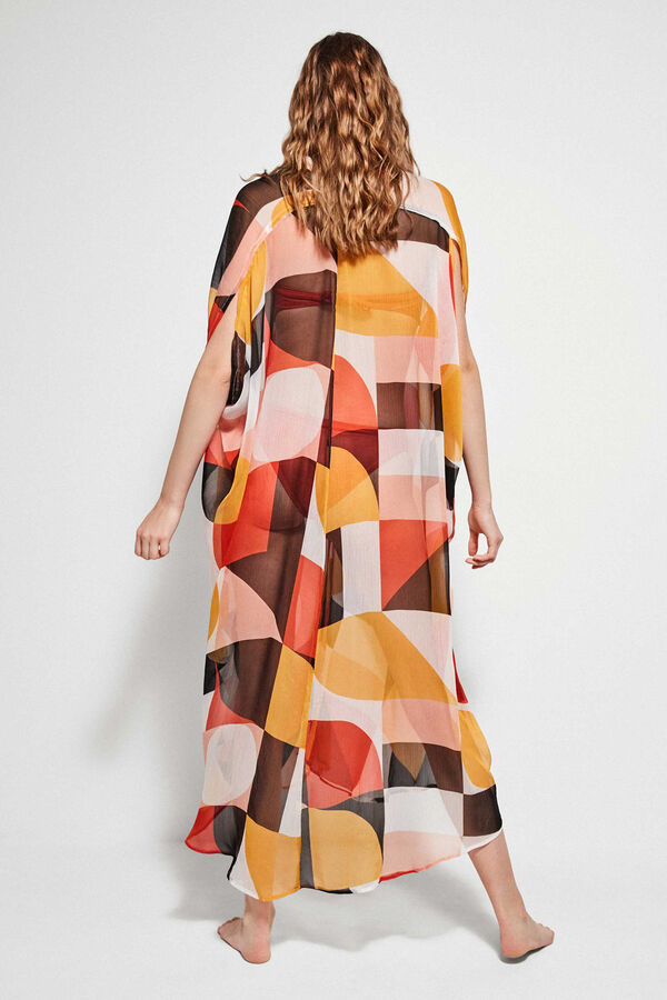 Gisela Caft&aacute;n largo estampado blanco