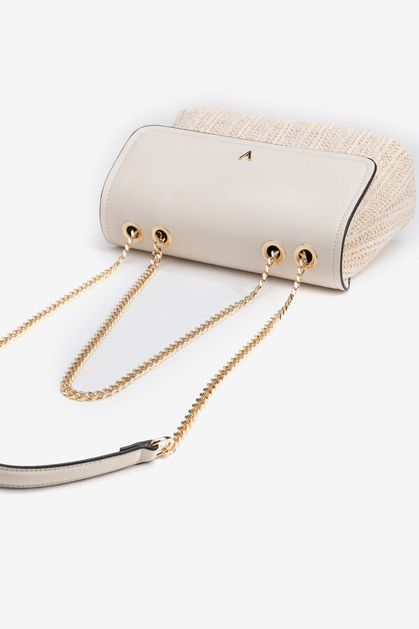 Vilanova Bolsa Crossbody com Aba Combinada bege