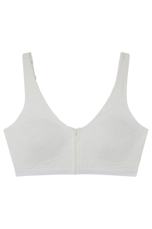 Women'secret FANTASTIC Soutien halter p&oacute;s-operat&oacute;rio algod&atilde;o branco bege