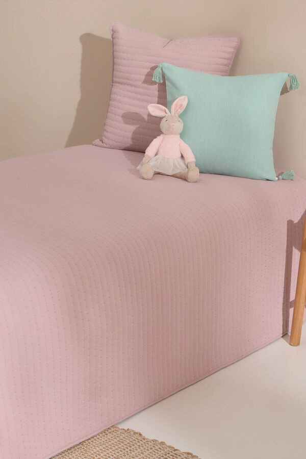 Textura Colcha detalle bordado. Cama 80-90cm. rosa
