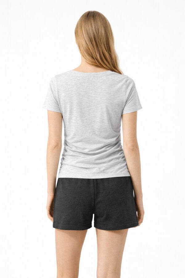 Lmtd T-shirt de manga curta com franzido cinzento