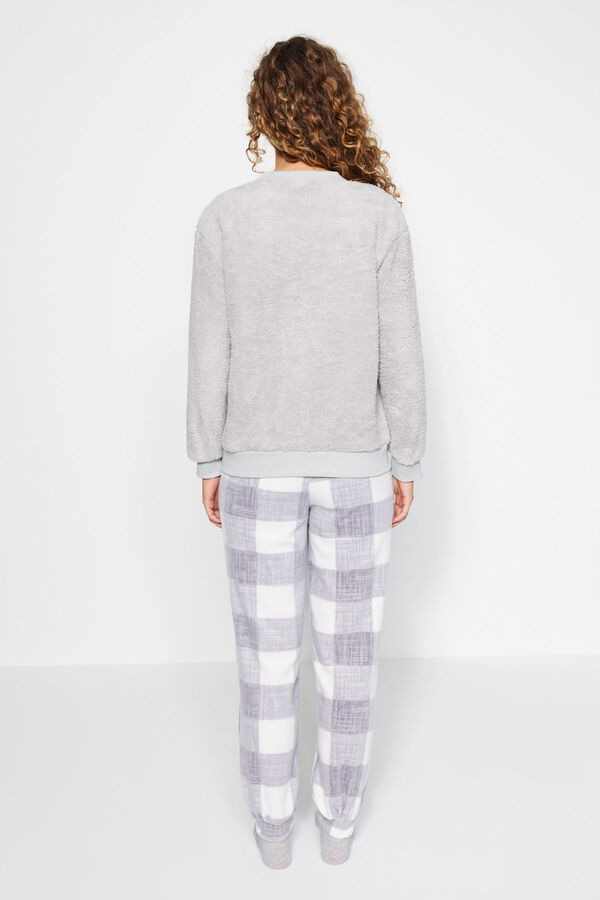 Trendyol Conjunto pijama polar cuadros gris gris