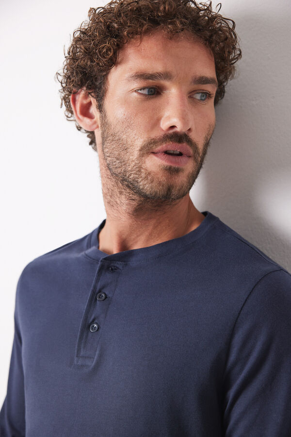 Women'secret Pijama largo hombre 100% algod&oacute;n cuadros azul