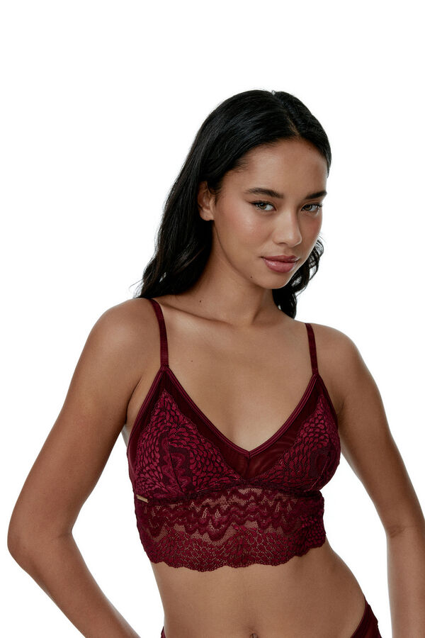 Black Limba Bralette Crop Top Stevie - Burgundy burdeos