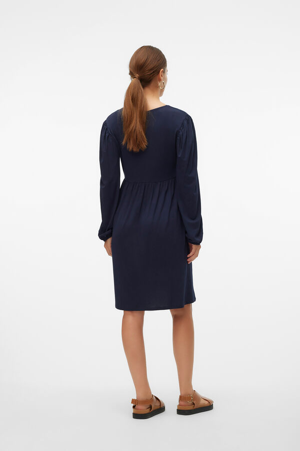 Mamalicious Vestido curto de manga comprida para maternity e amamentação  azul