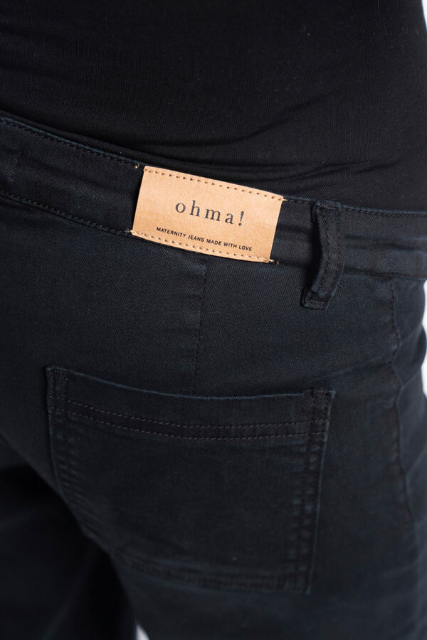 Ohma! Cal&ccedil;a jeans culotte colorida para pr&eacute;-mam&atilde; preto