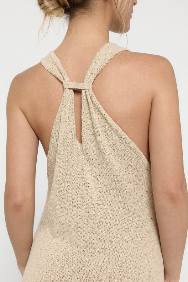 Pieces Vestido largo de punto gris