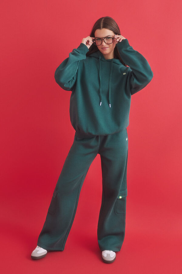 HI&BYE Sweatshirt capuz felpa verde logo verde