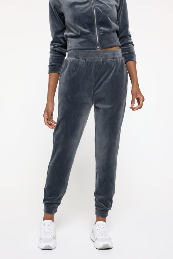 Only Play Pantalones jogger de terciopelo gris