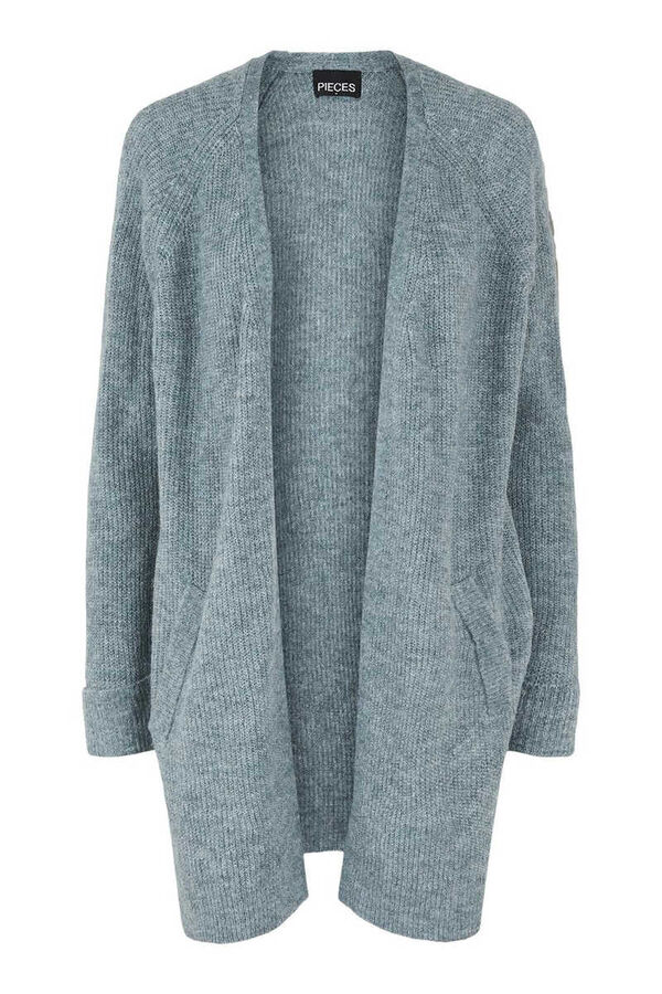Pieces Cardigan aberto de malha cinzento