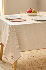 Textura Toalha de mesa riscas de algod&atilde;o resistente a manchas cru