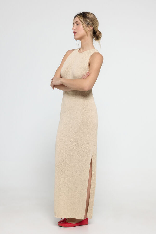 Pieces Vestido largo de punto gris