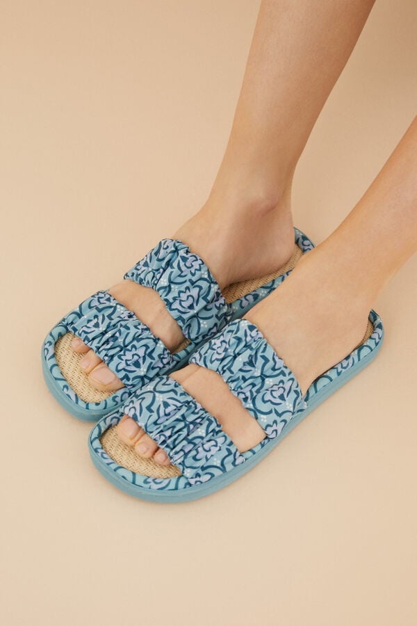 Women'secret Chinelos tiras franzidos verde