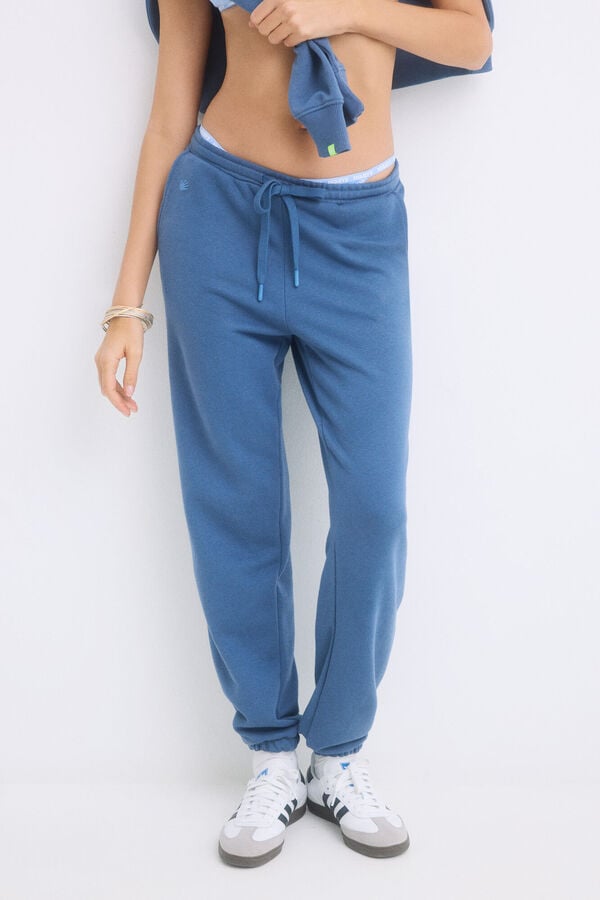 HI&BYE Cal&ccedil;a jogger longa de pel&uacute;cia azul azul
