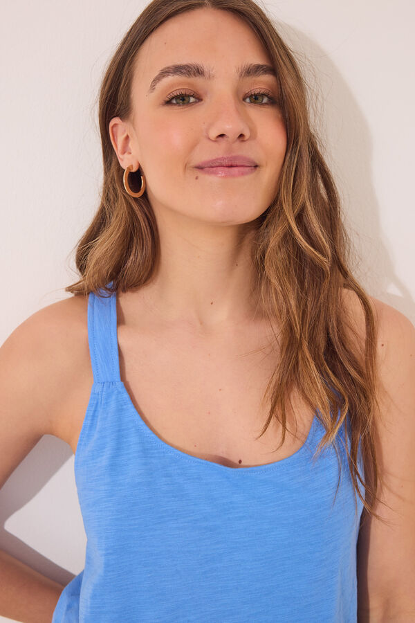 Women'secret Camiseta tirantes 100% algodón azul azul