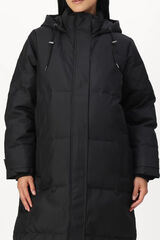 Only Maternity Sobretudo longo acolchoado com capuz de pr&eacute;-mam&atilde; preto