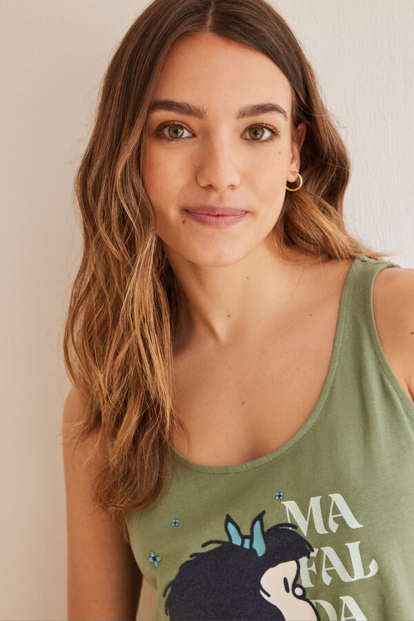 Women'secret Pijama 100% algod&oacute;n tirantes Mafalda kaki