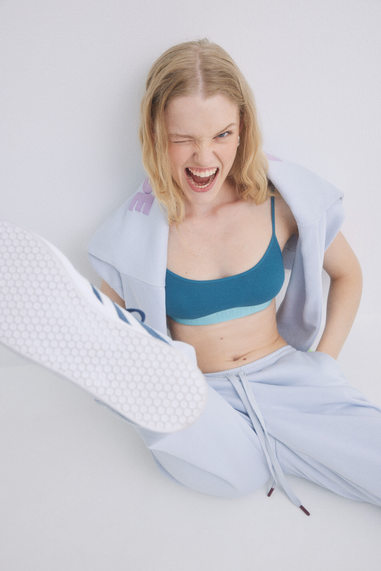 HI&BYE Sujetador top algod&oacute;n azul