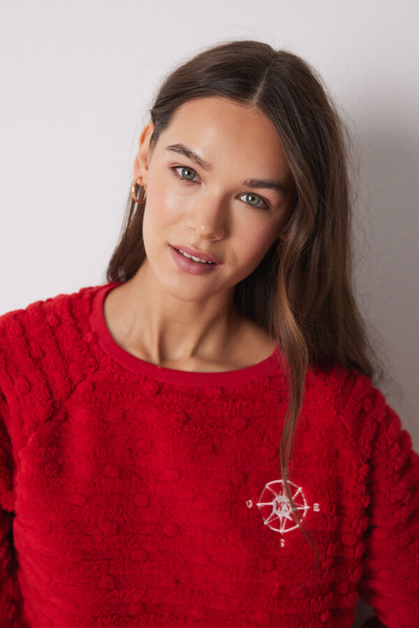 Women'secret Pijama de p&ecirc;lo comprido e polar vermelho