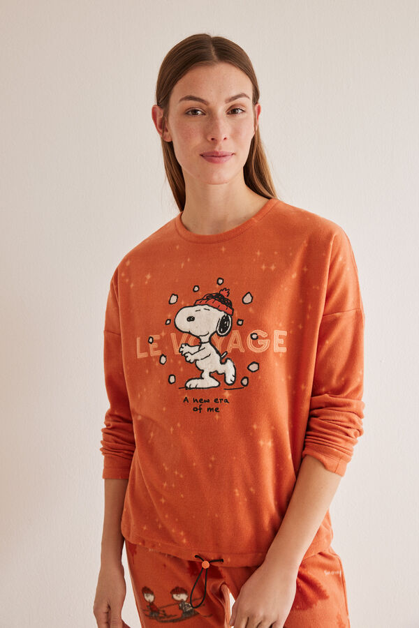 Womensecret Pijama polar Snoopy laranja vermelho
