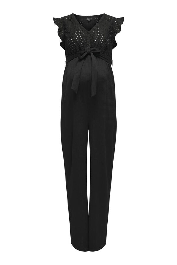 Only Maternity Macac&atilde;o comprido renda maternity preto