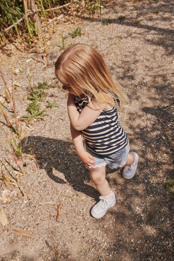 Name it T-shirt menina sem mangas &agrave;s riscas azul