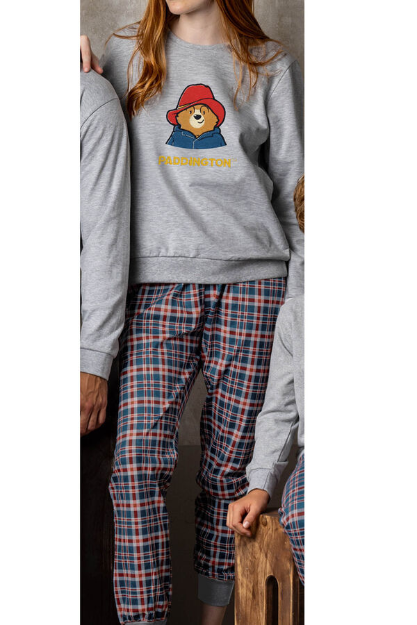 Admas Pijama xadrez Paddington feminino cinzento