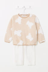 Women'secret Pijama polar longo infantil com ursos jacquard vermelho